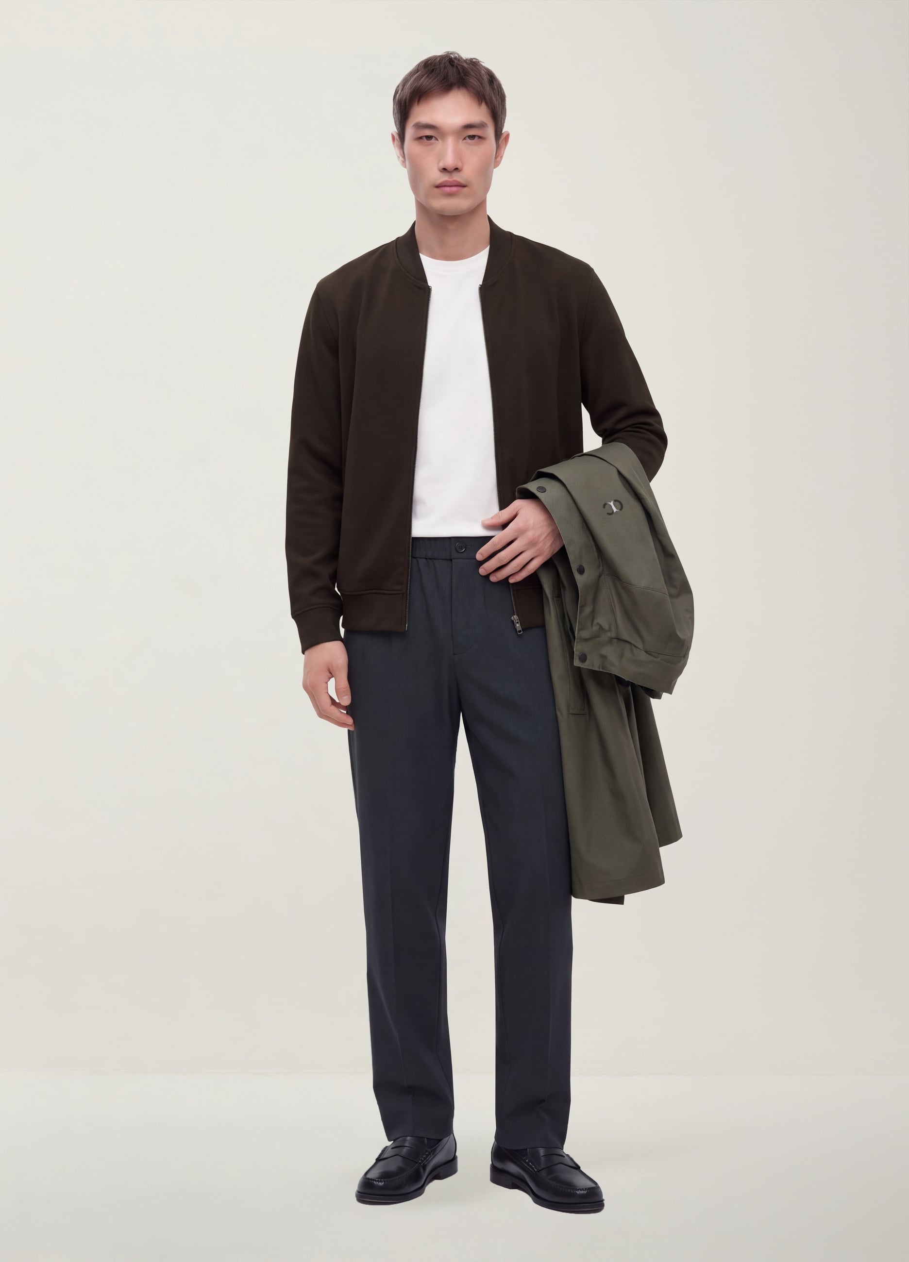 Pantaloni Chino Grigi In Twill Di Viscosa Elasticizzata Slim Fit