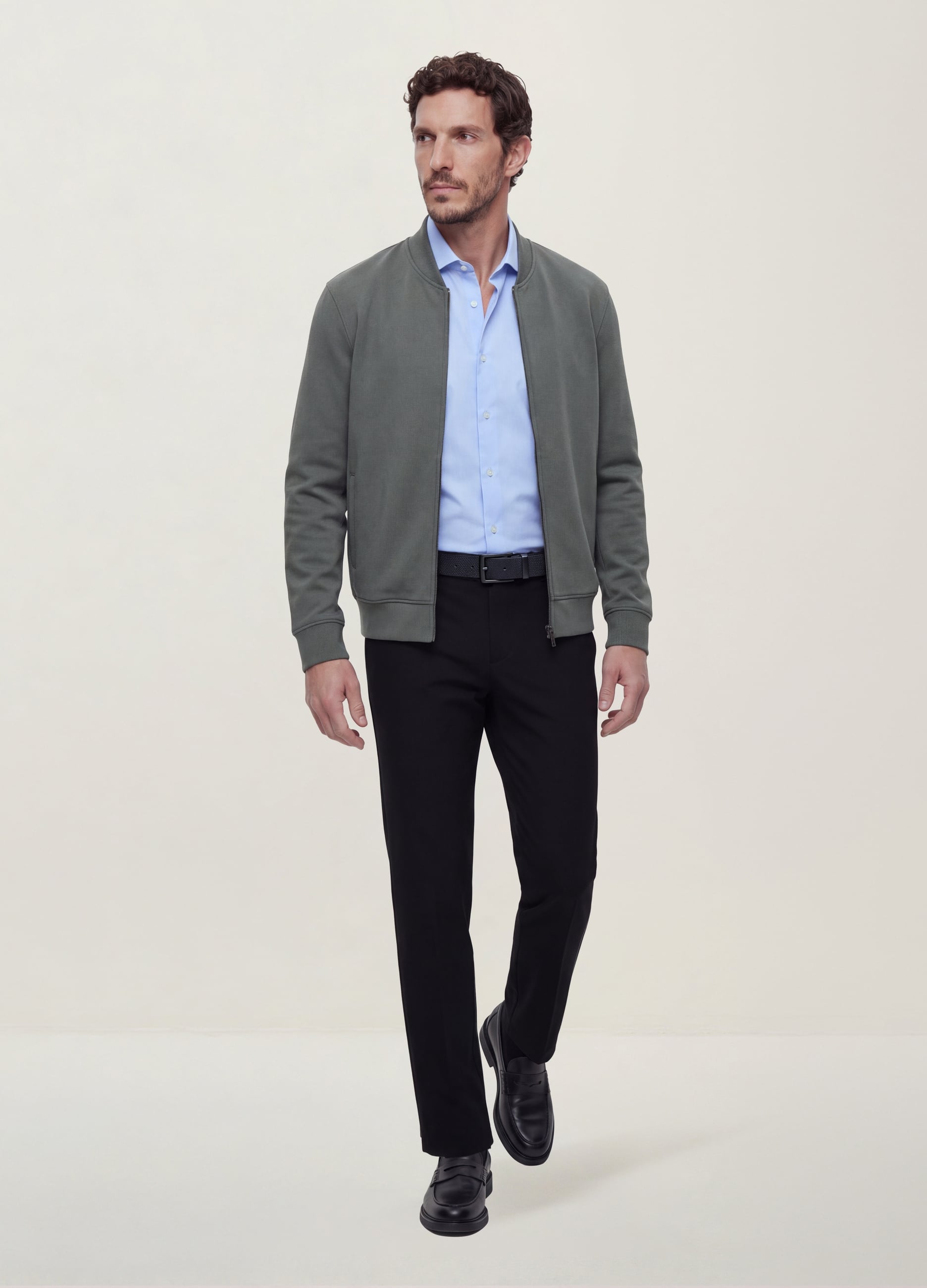 Pantaloni Chino Neri In Twill Di Viscosa Elasticizzata Slim Fit