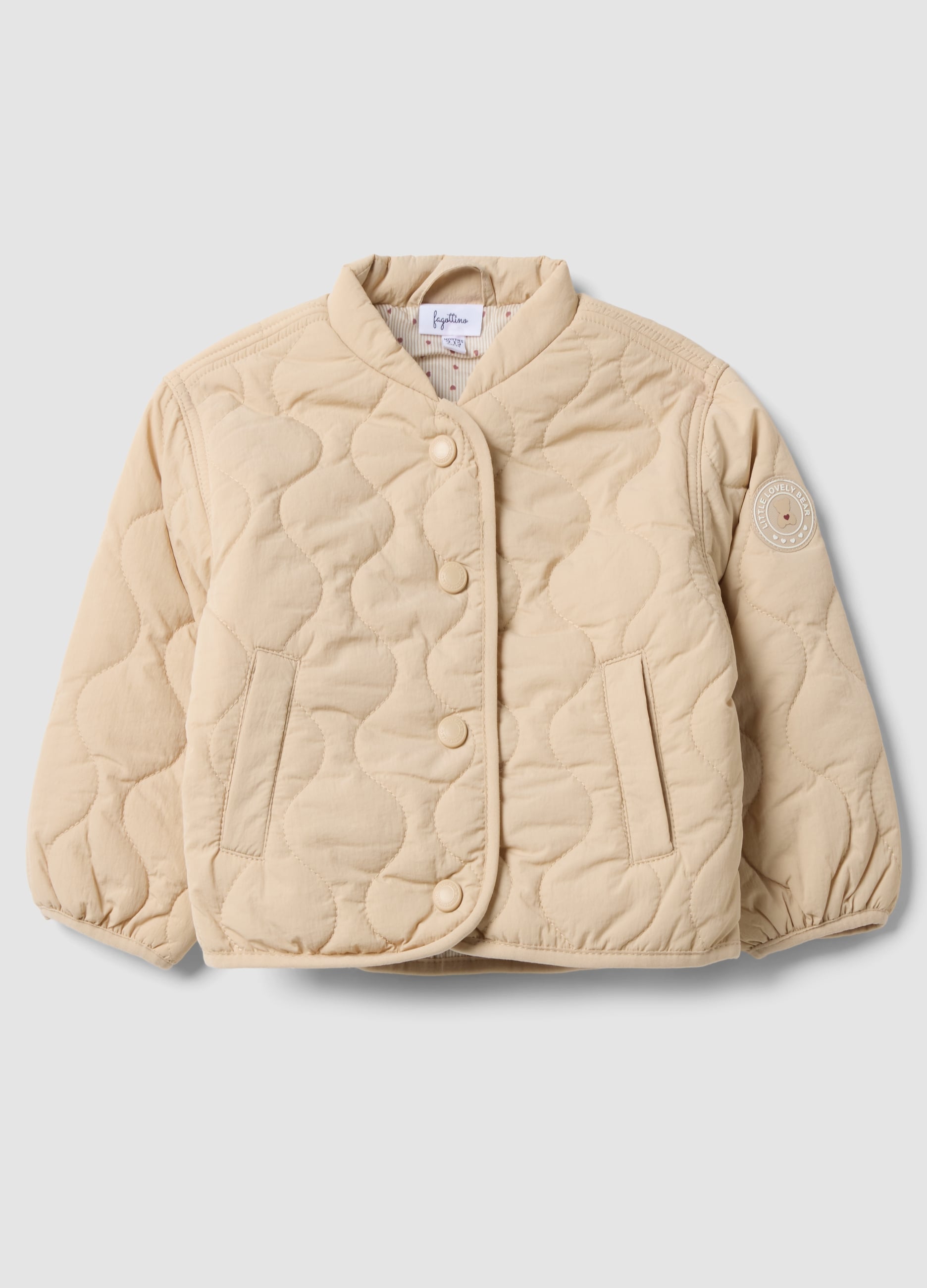 Giacca Trapuntata Beige Imbottita Regular Fit Per Bimba