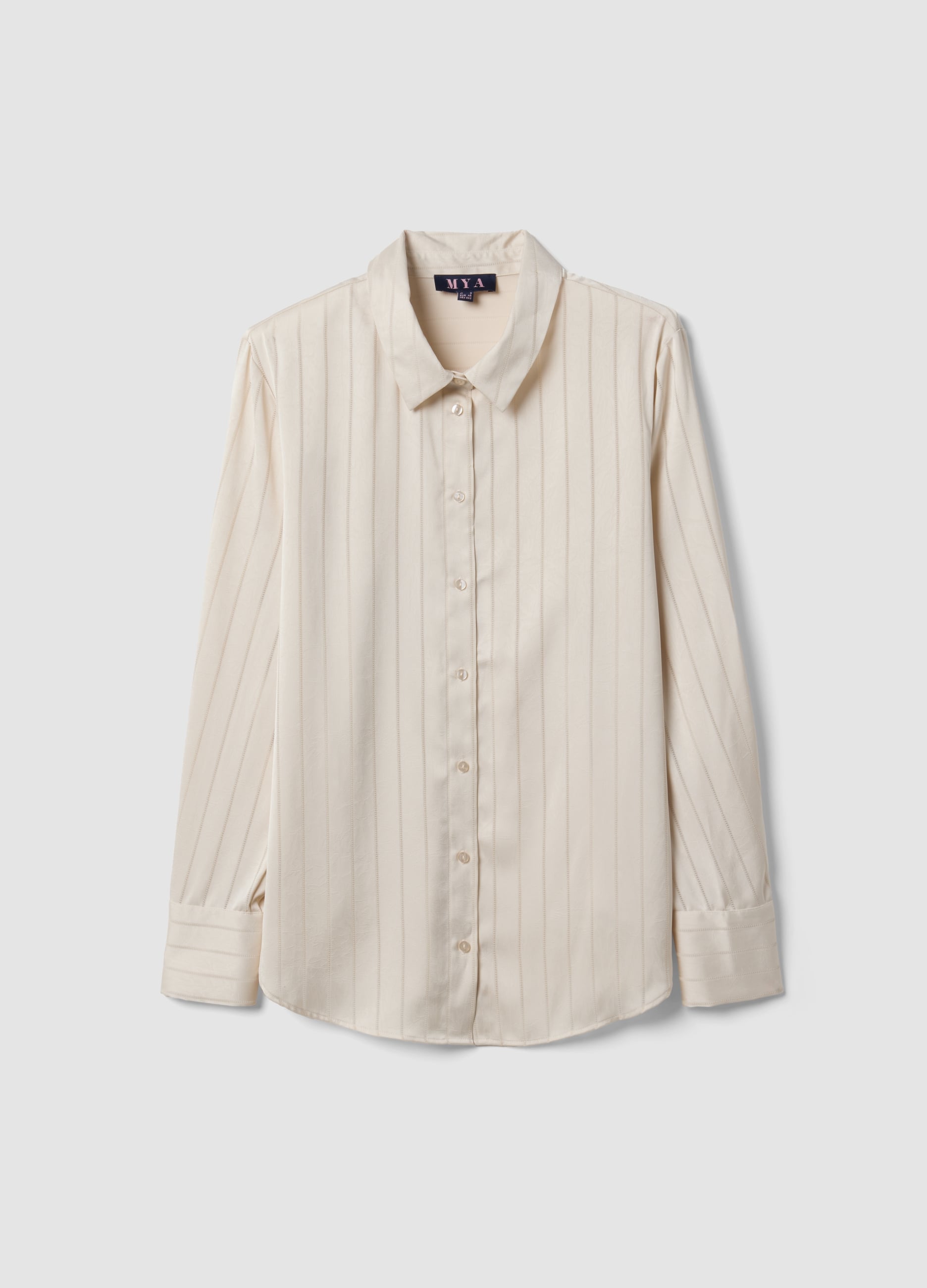 Camicia Grigia A Righe Con Colletto Classico Regular Fit