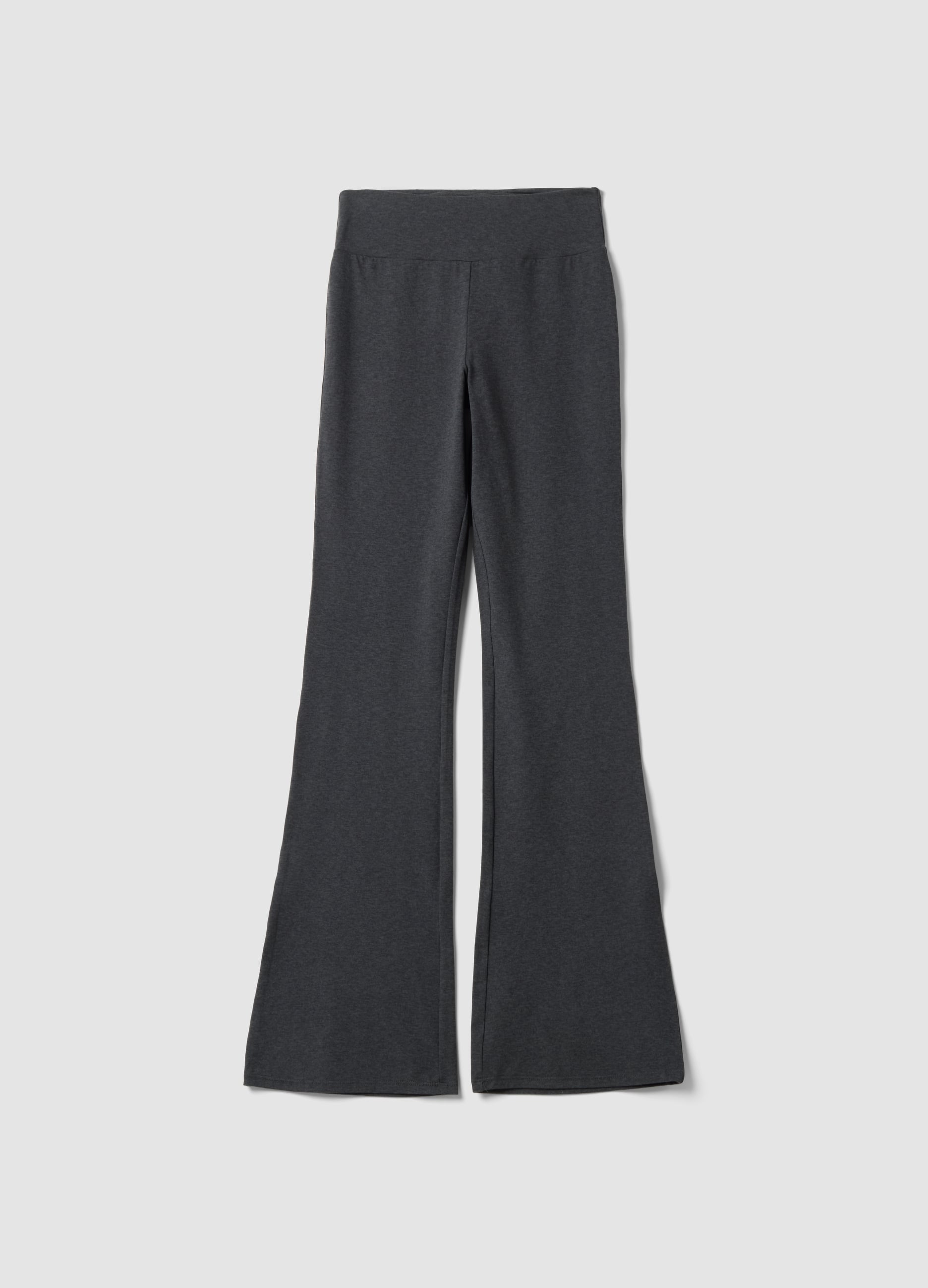 Leggings Grigi Flare In Tessuto Elasticizzato