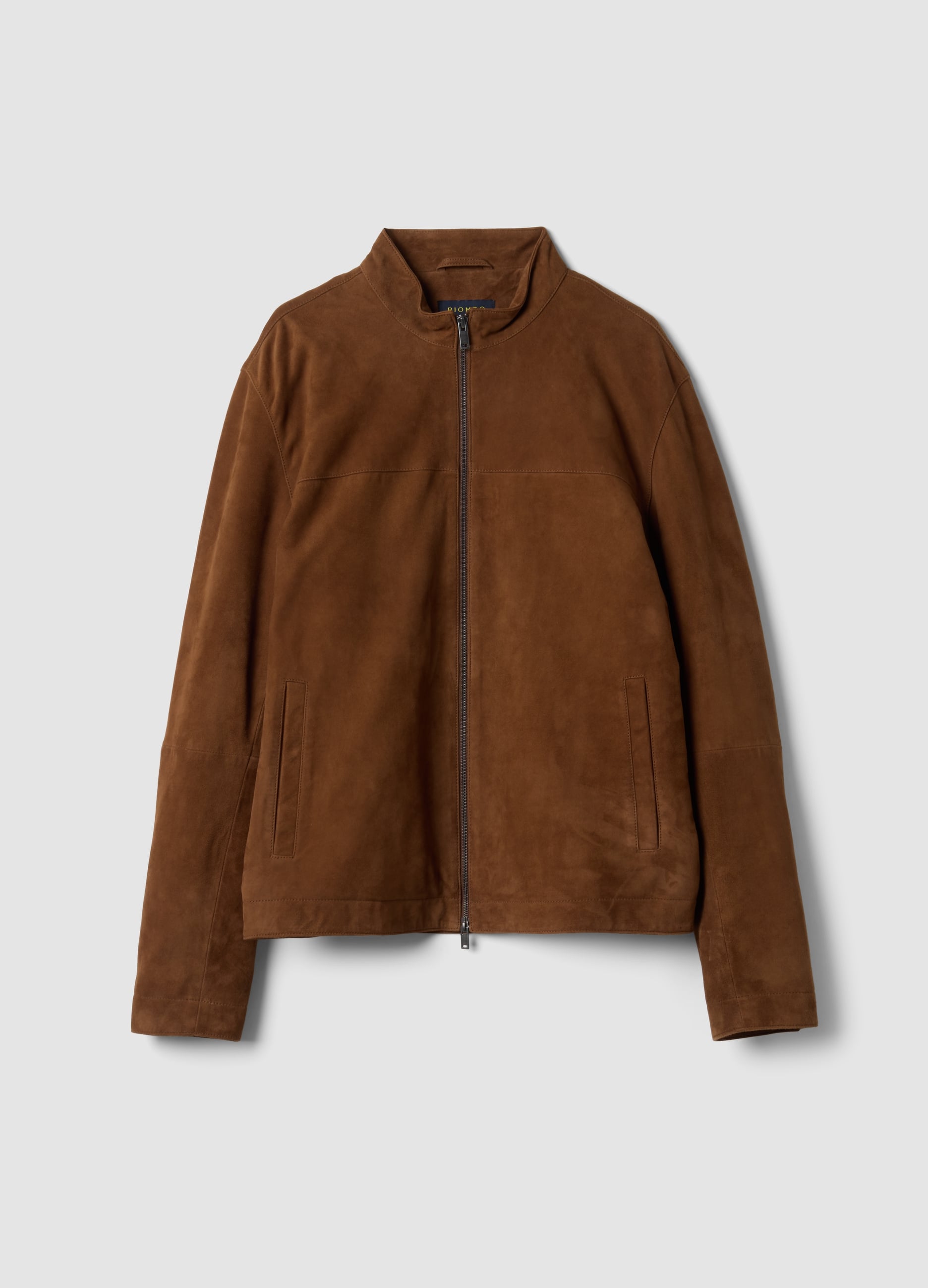 Giacca Marrone In Vera Pelle Con Zip Regular Fit