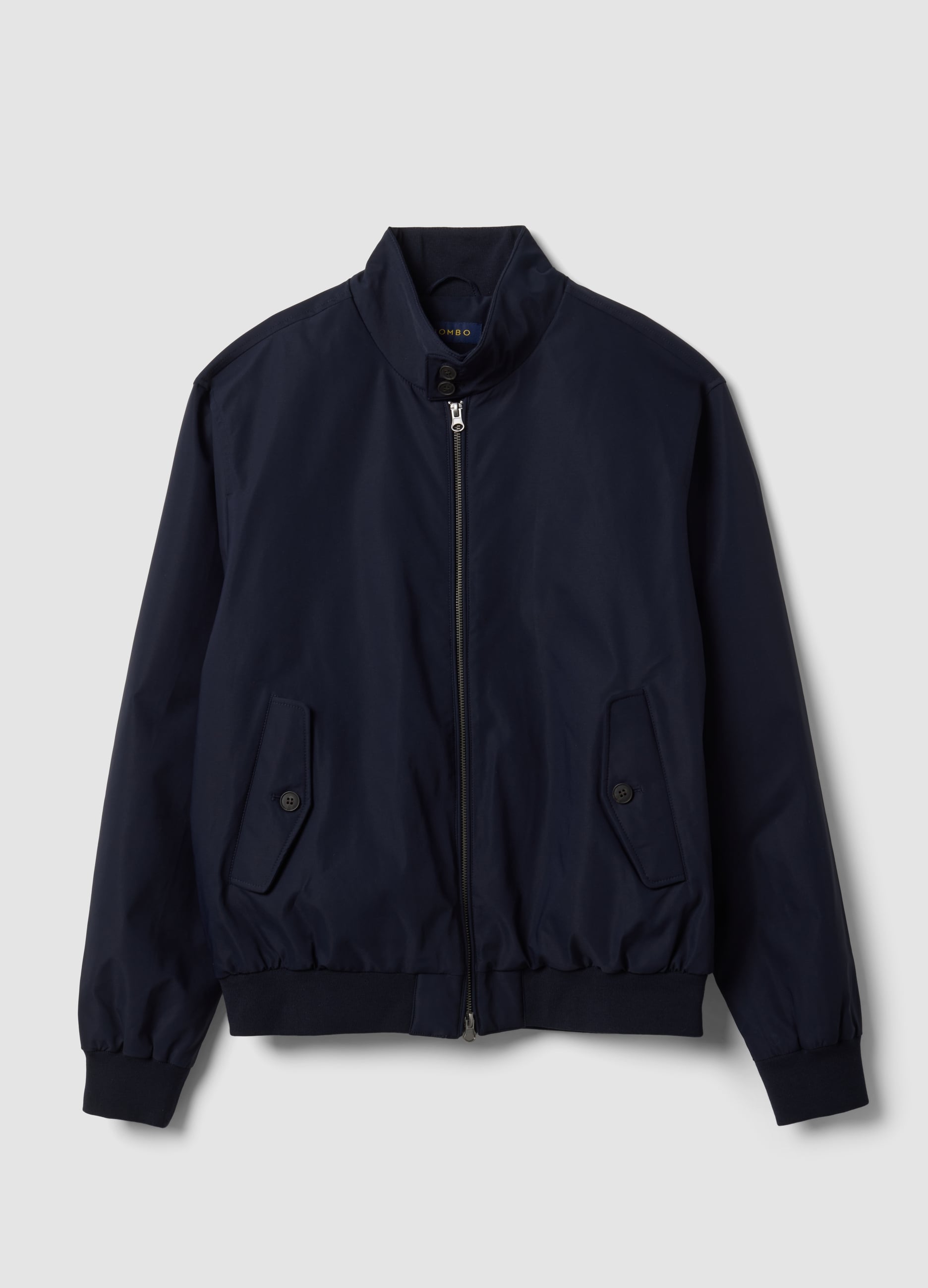 Giubbotto Blu Regular Fit Con Zip E Collo Alto
