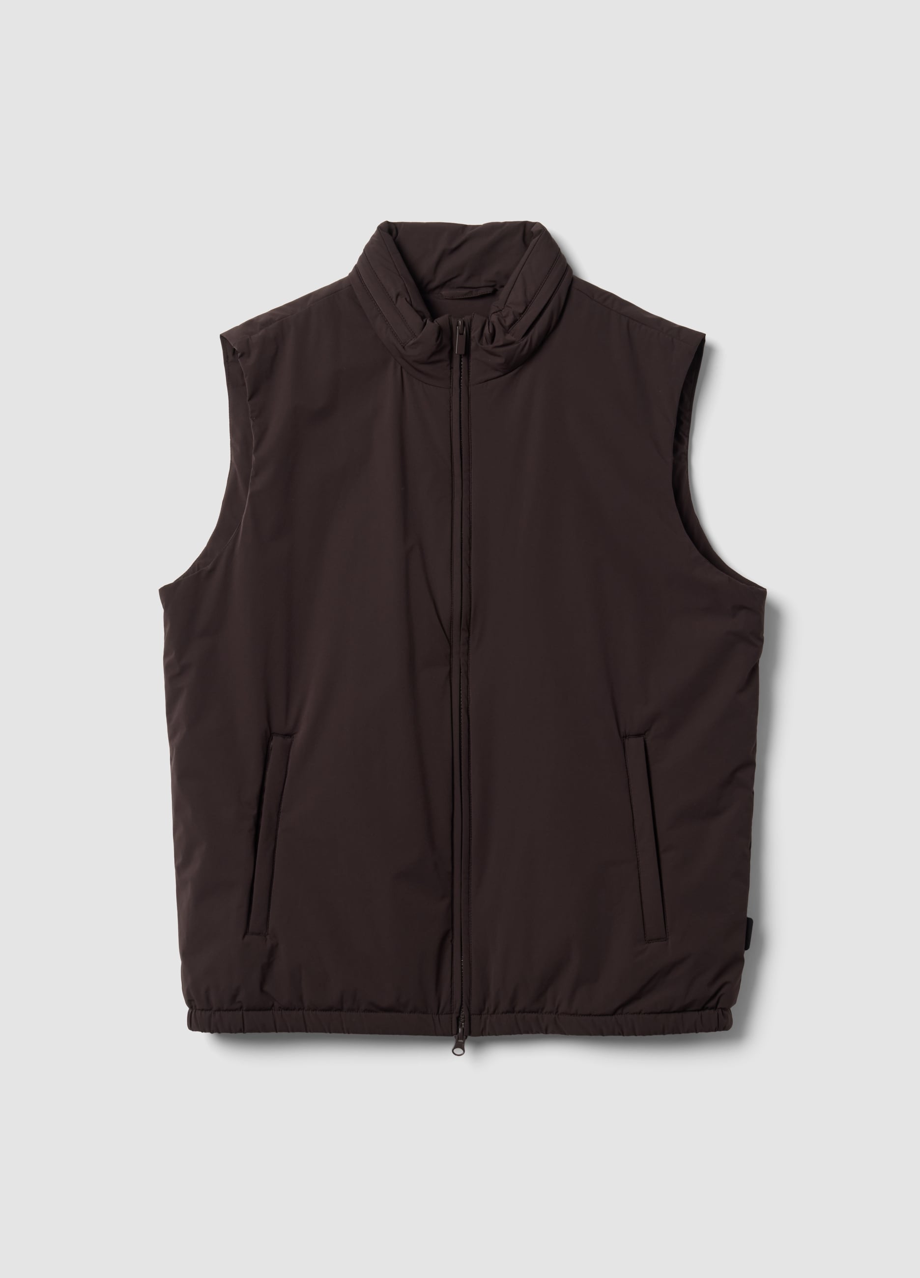 Gilet Marrone In Tessuto Elasticizzato Con Zip