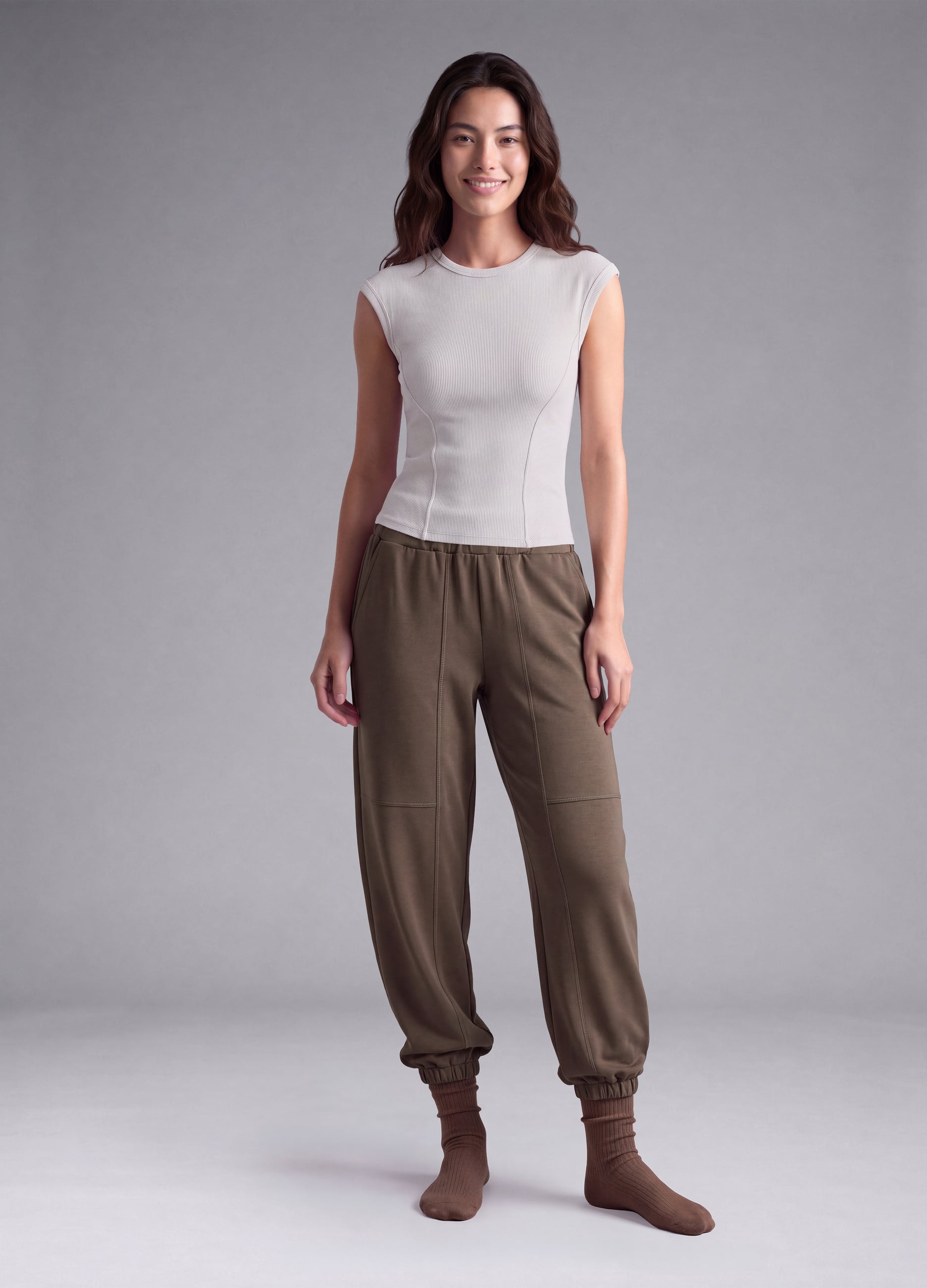 T-shirt Bianca In Modal Elasticizzato A Girocollo