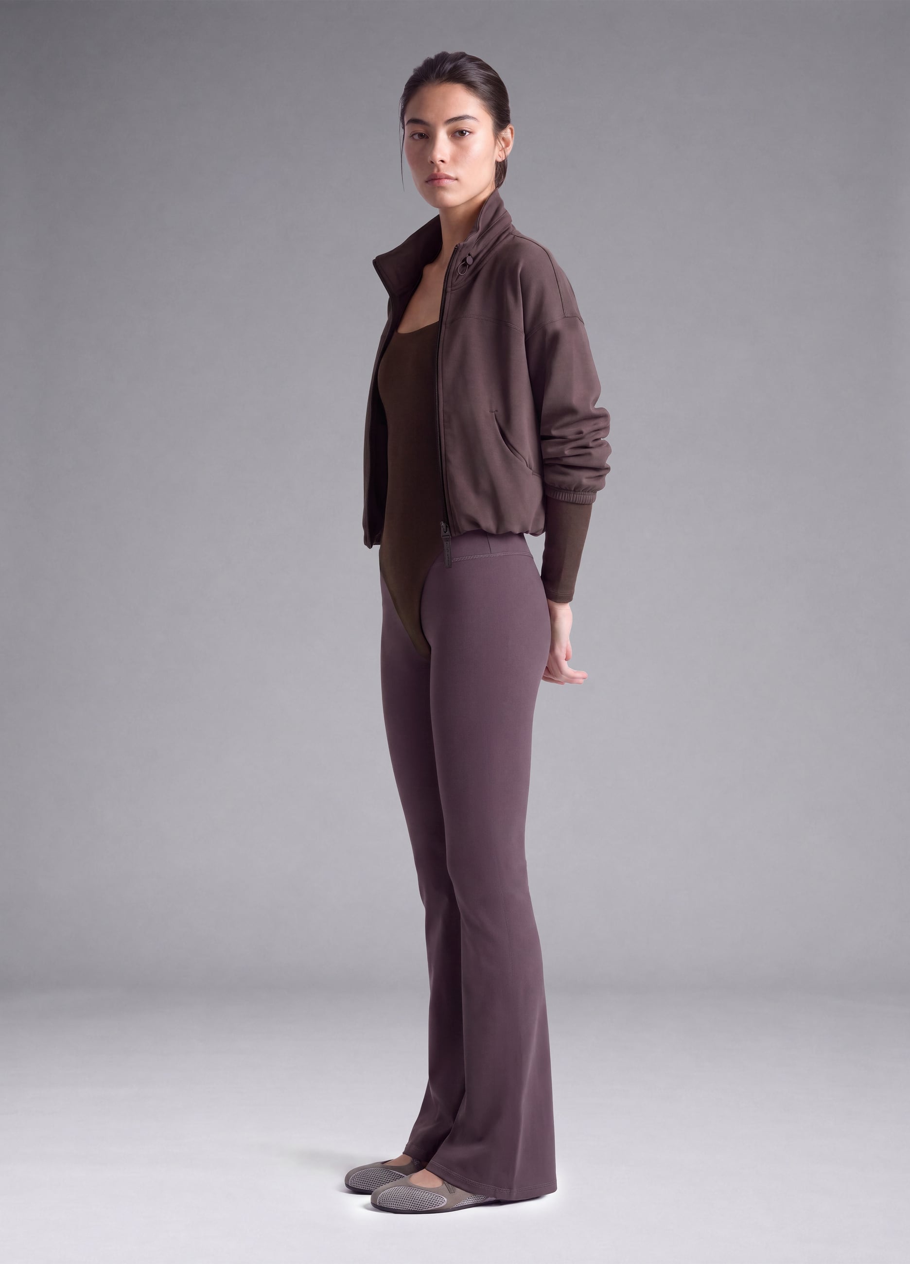 Leggings Viola Flare In Tessuto Elasticizzato