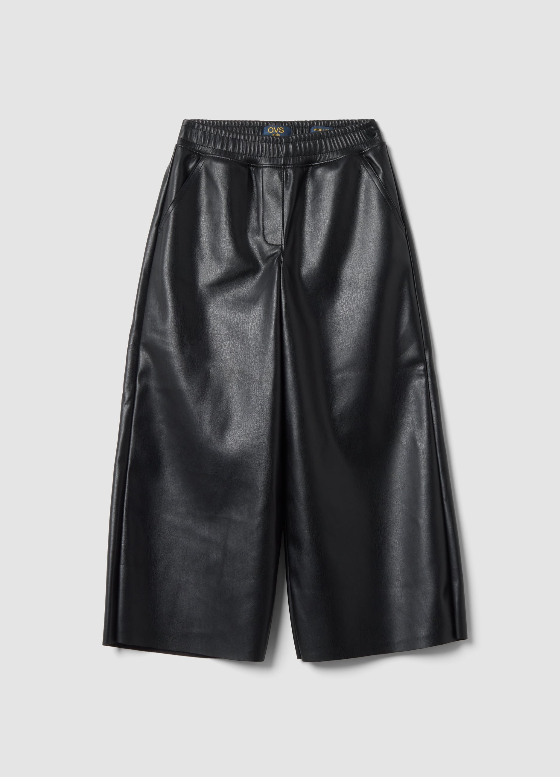 Pantaloni Neri Wide Leg Con Vita Elasticizzata Per Bambina