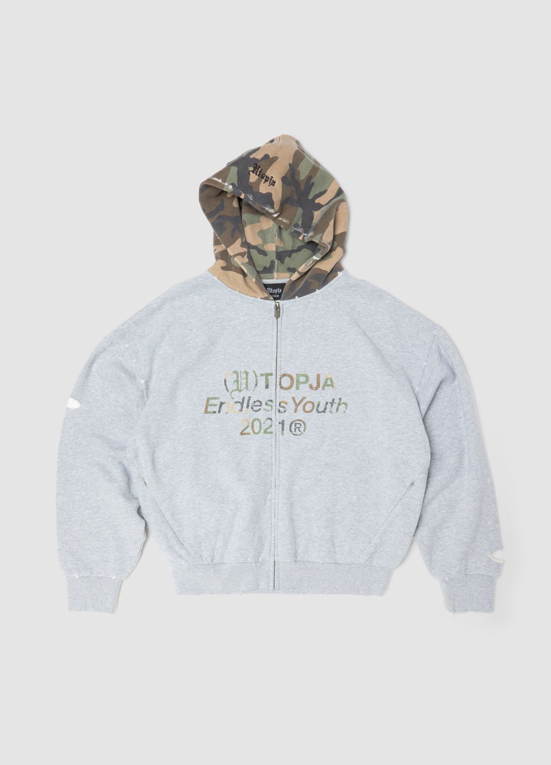 Full-zip Hoodie Sunfaded Grey & Camo