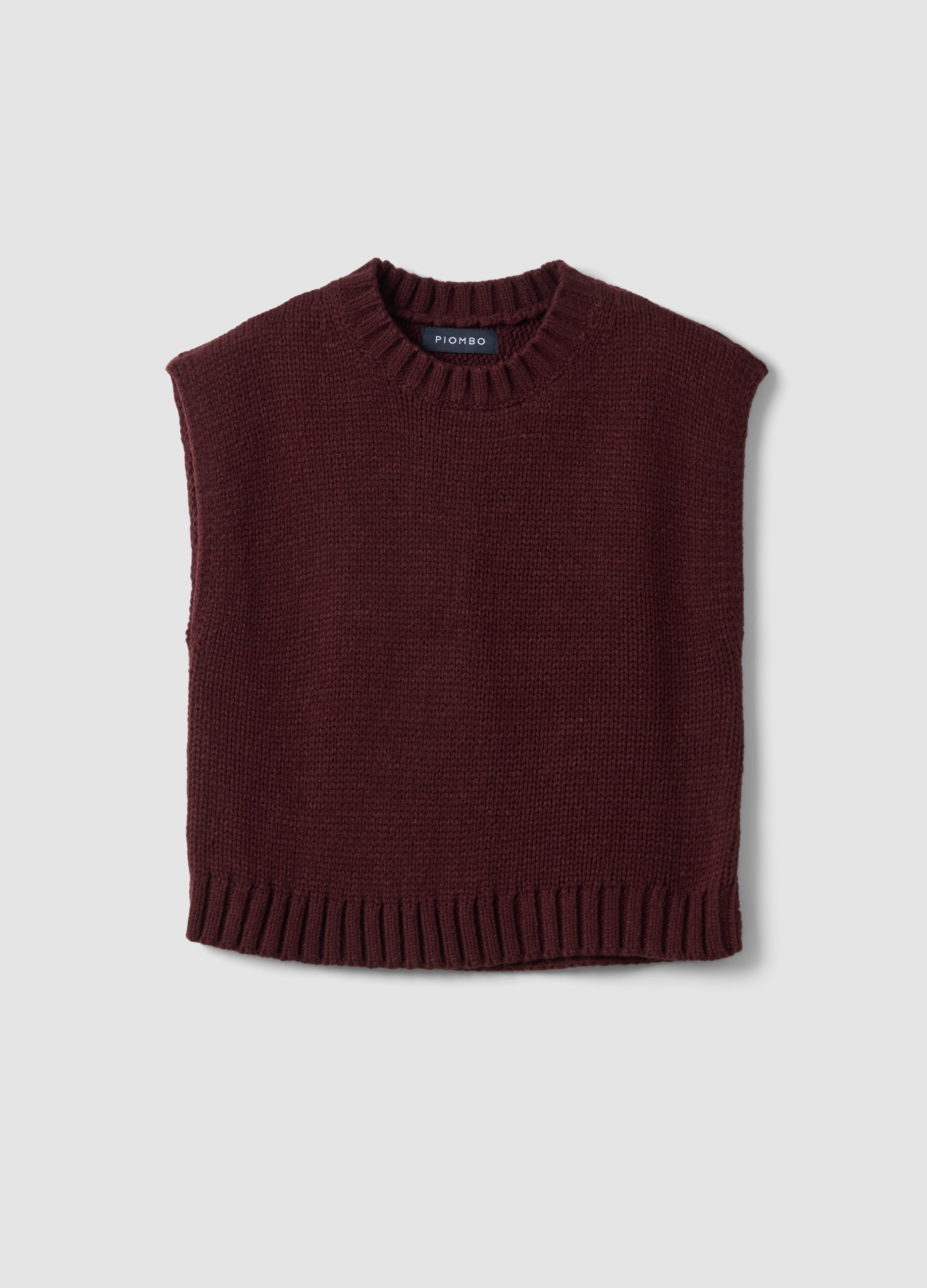 Gilet Rosso Girocollo In Misto Lana Over Fit