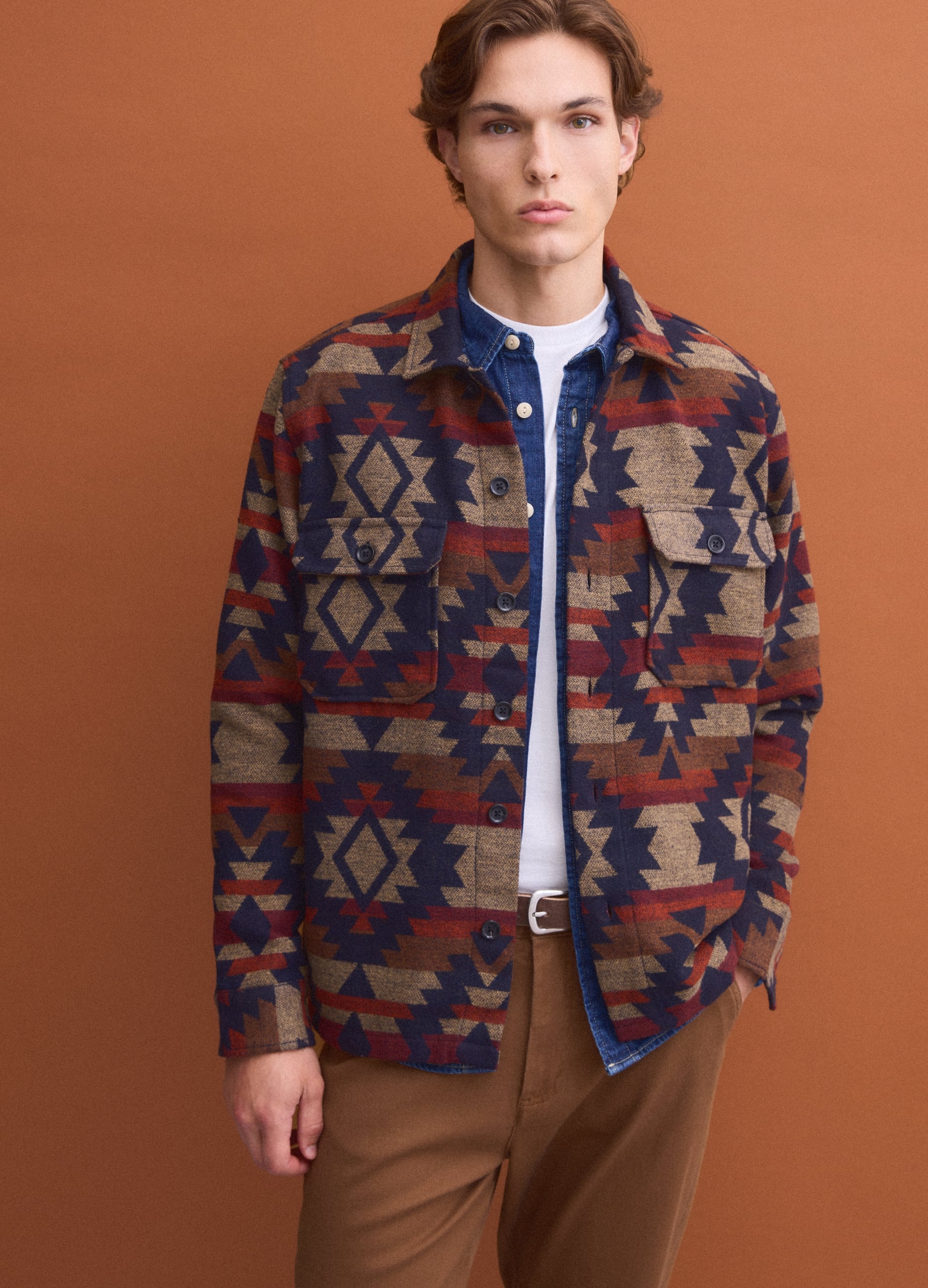 Shacket Multicolor Bowling Over Fit Con Fantasia Geometrica