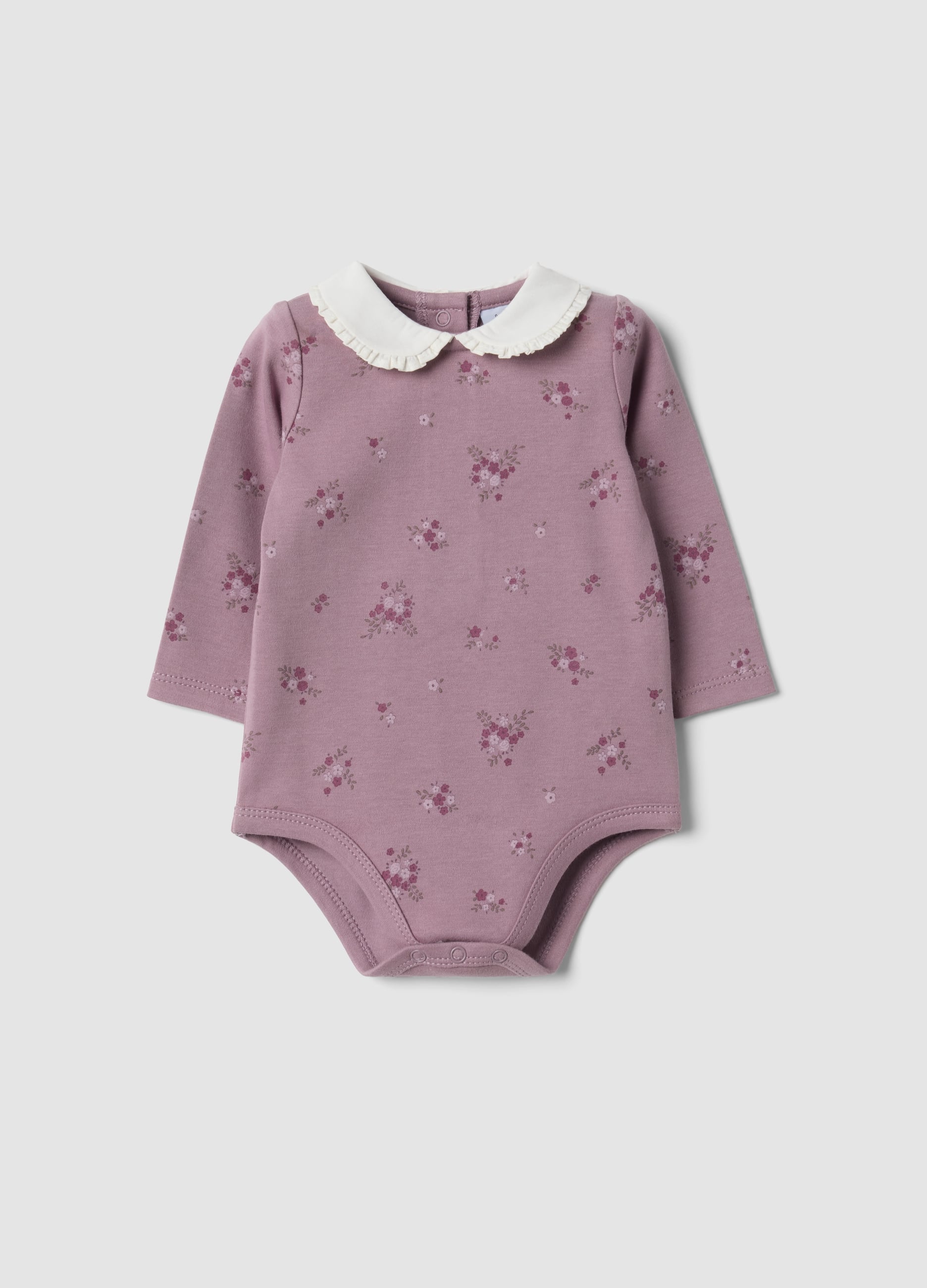 Body Viola In Puro Cotone Organico Con Colletto