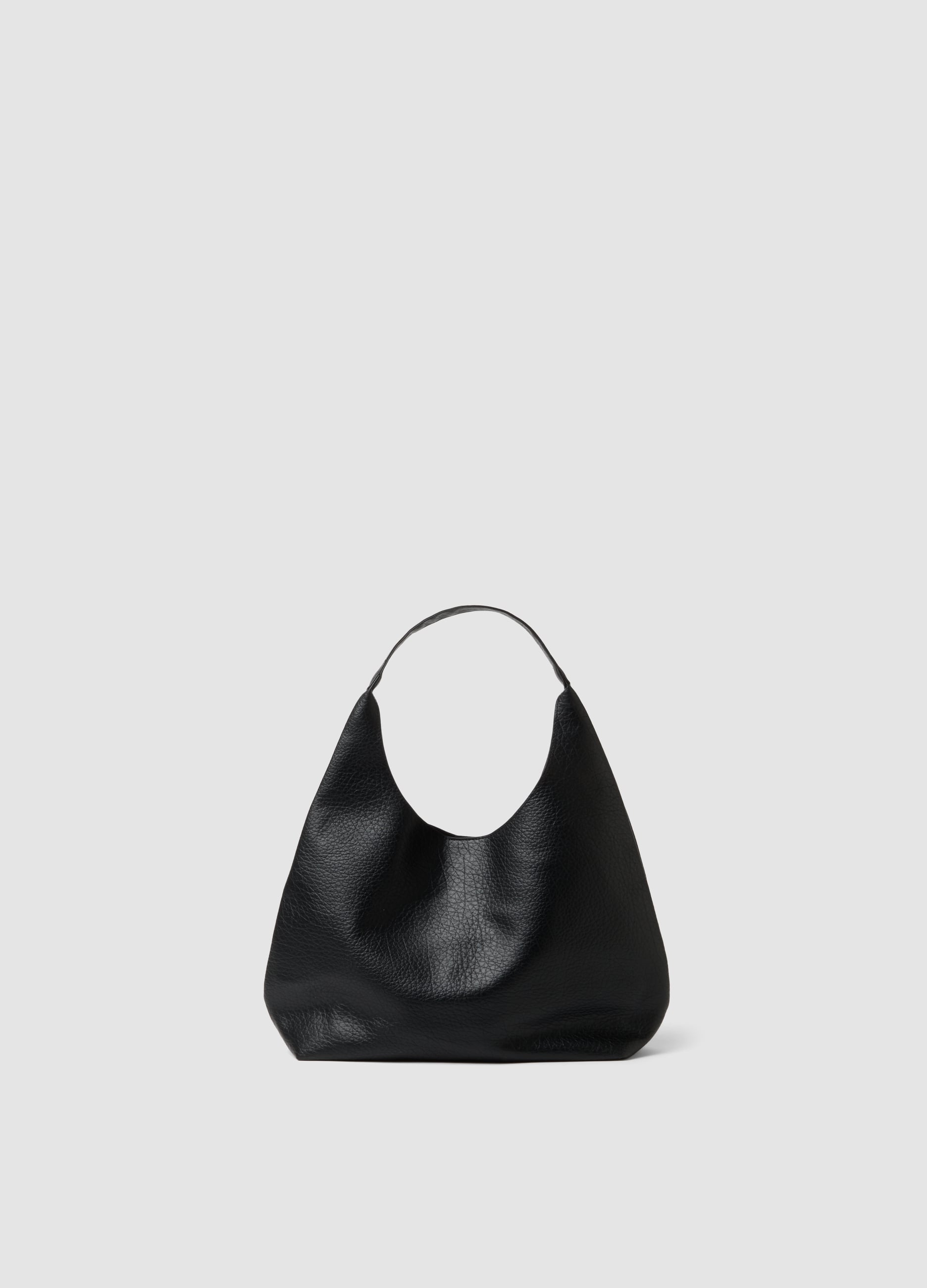 Borsa Nera A Spalla Effetto Martellato Con Pochette