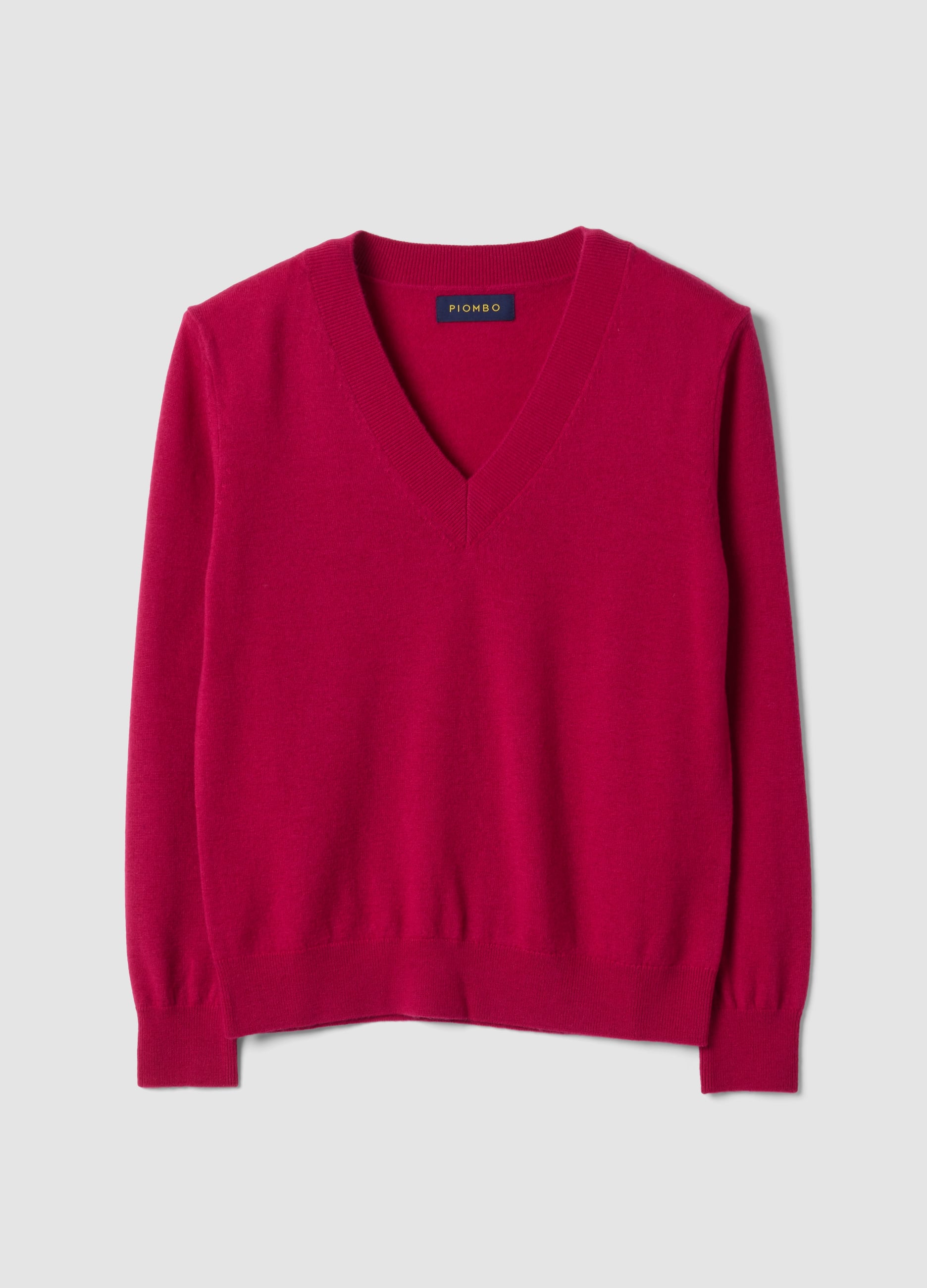 Maglia Rossa In Pura Lana Con Scollo Profondo A V