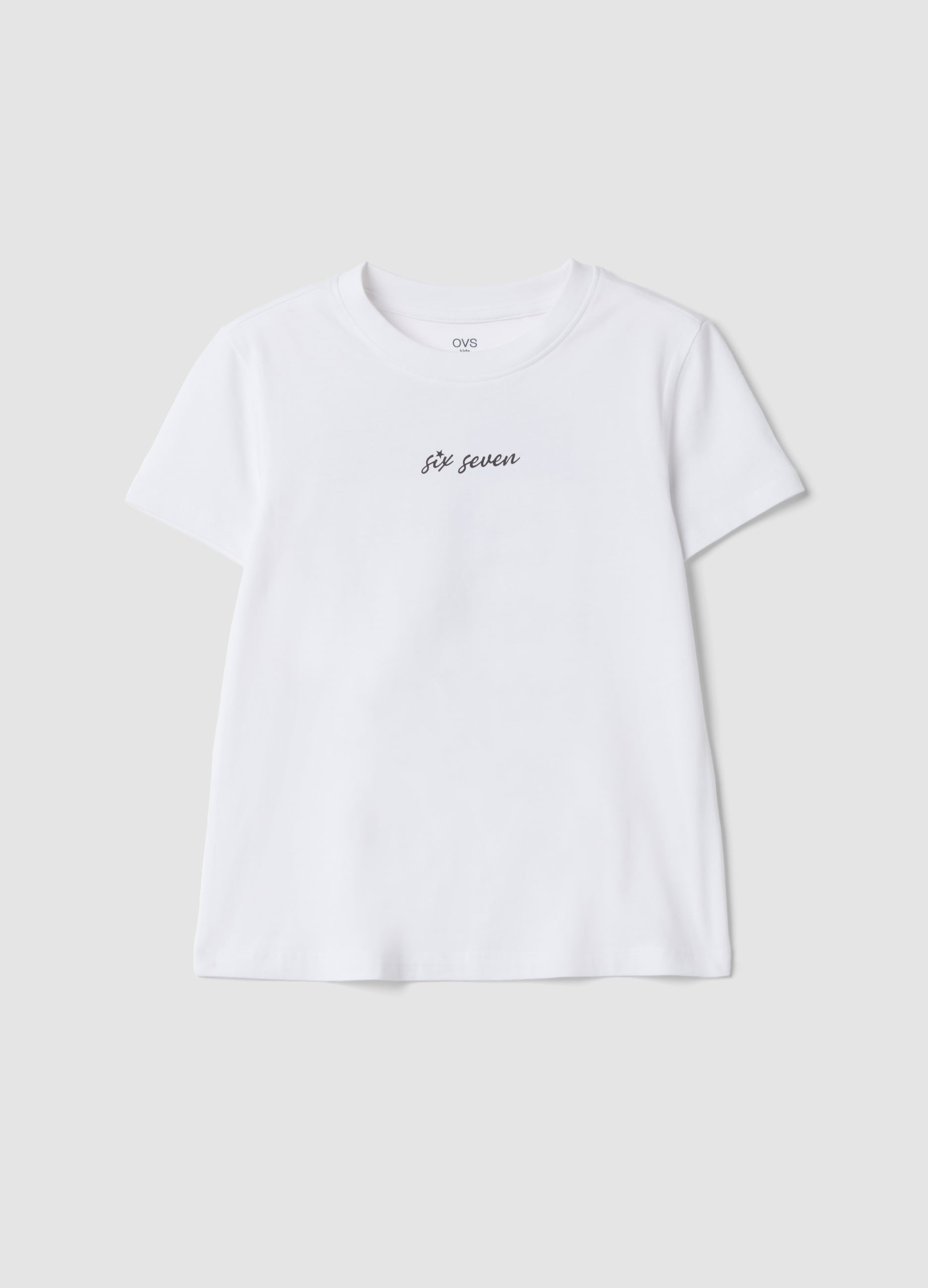 T-shirt Bianca In Puro Cotone Con Stampe Six Seven Regular Fit