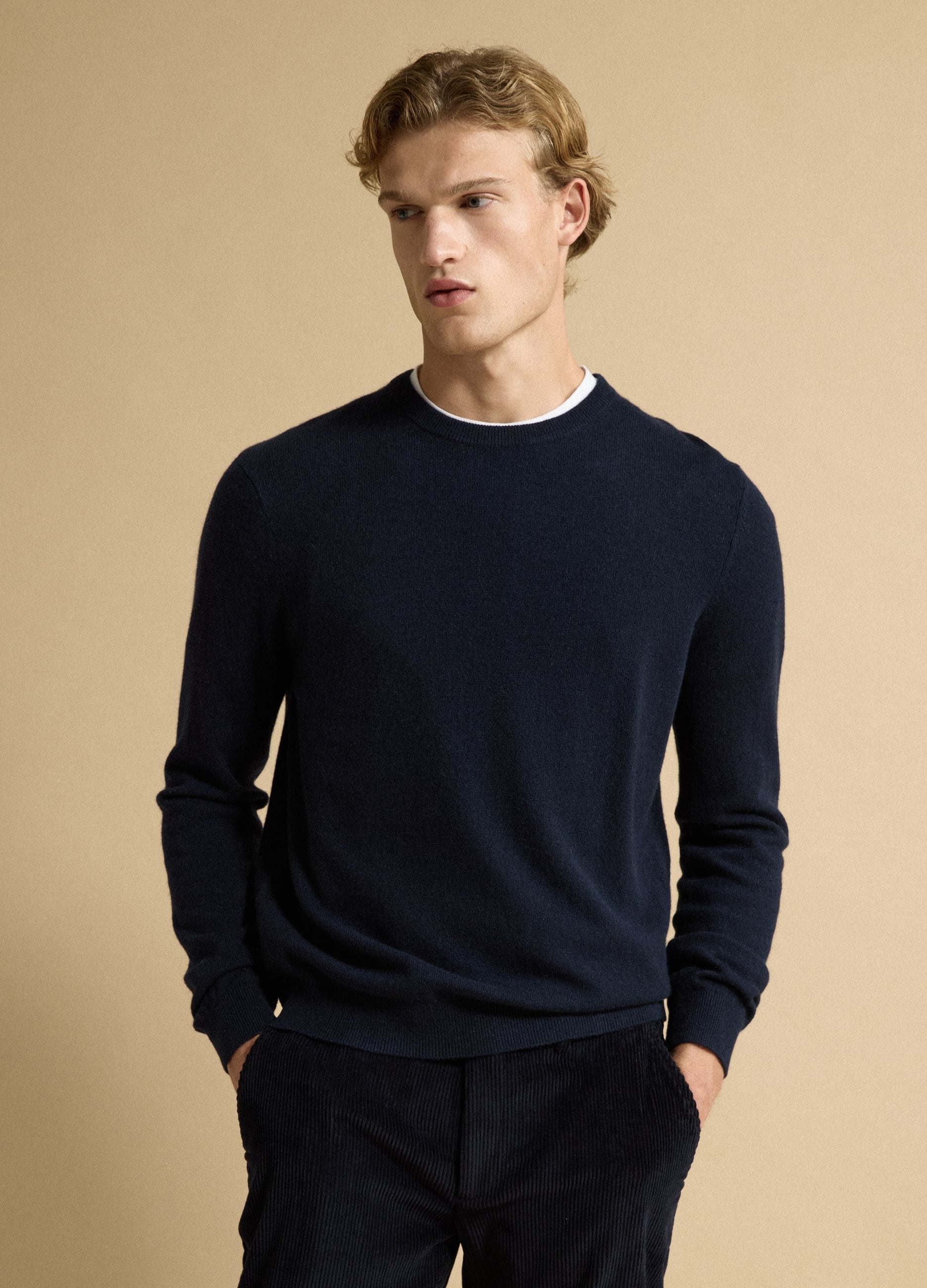 Maglia Blu In Puro Cashmere Regular Fit