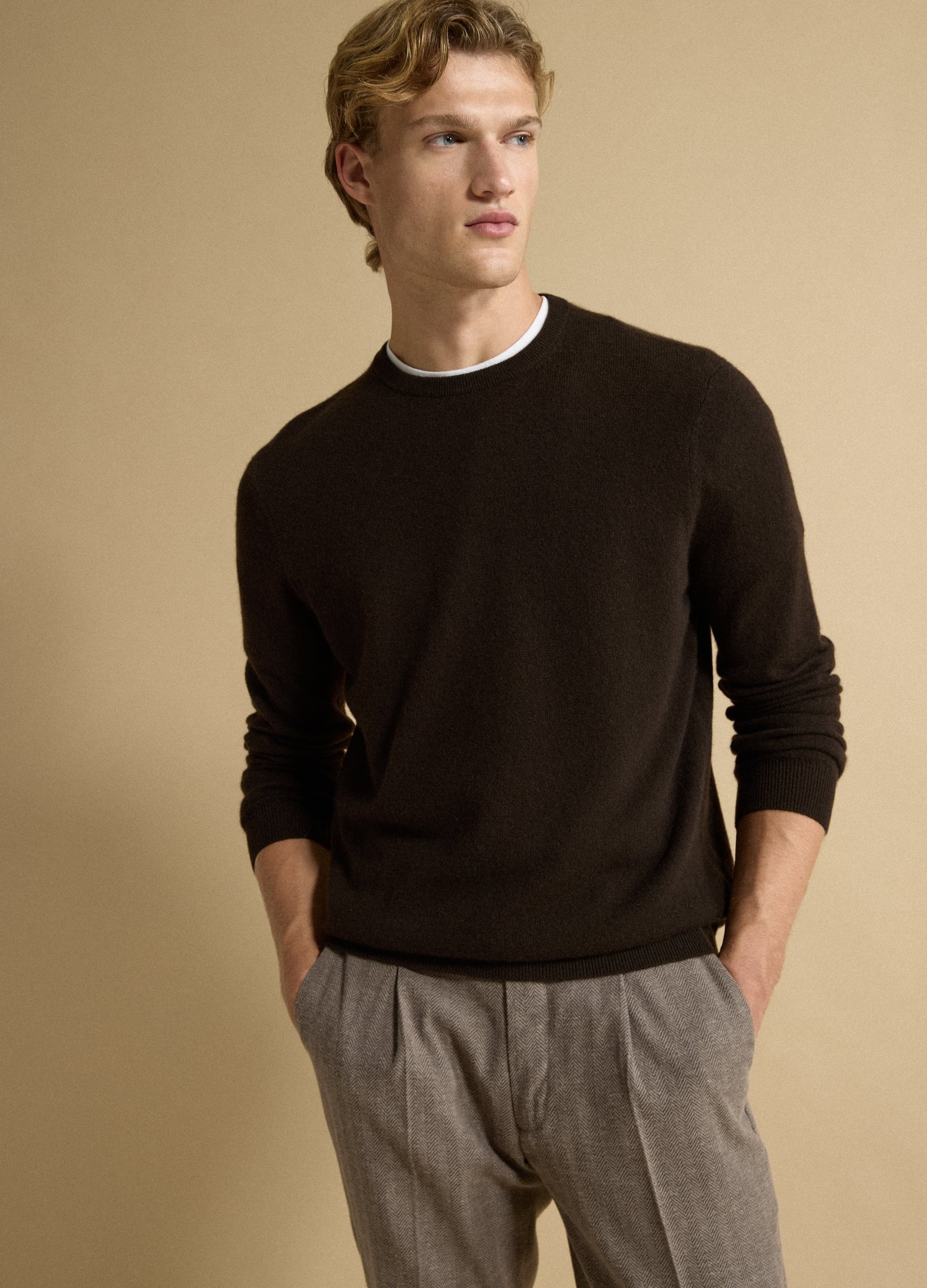 Maglia Marrone In Puro Cashmere Regular Fit