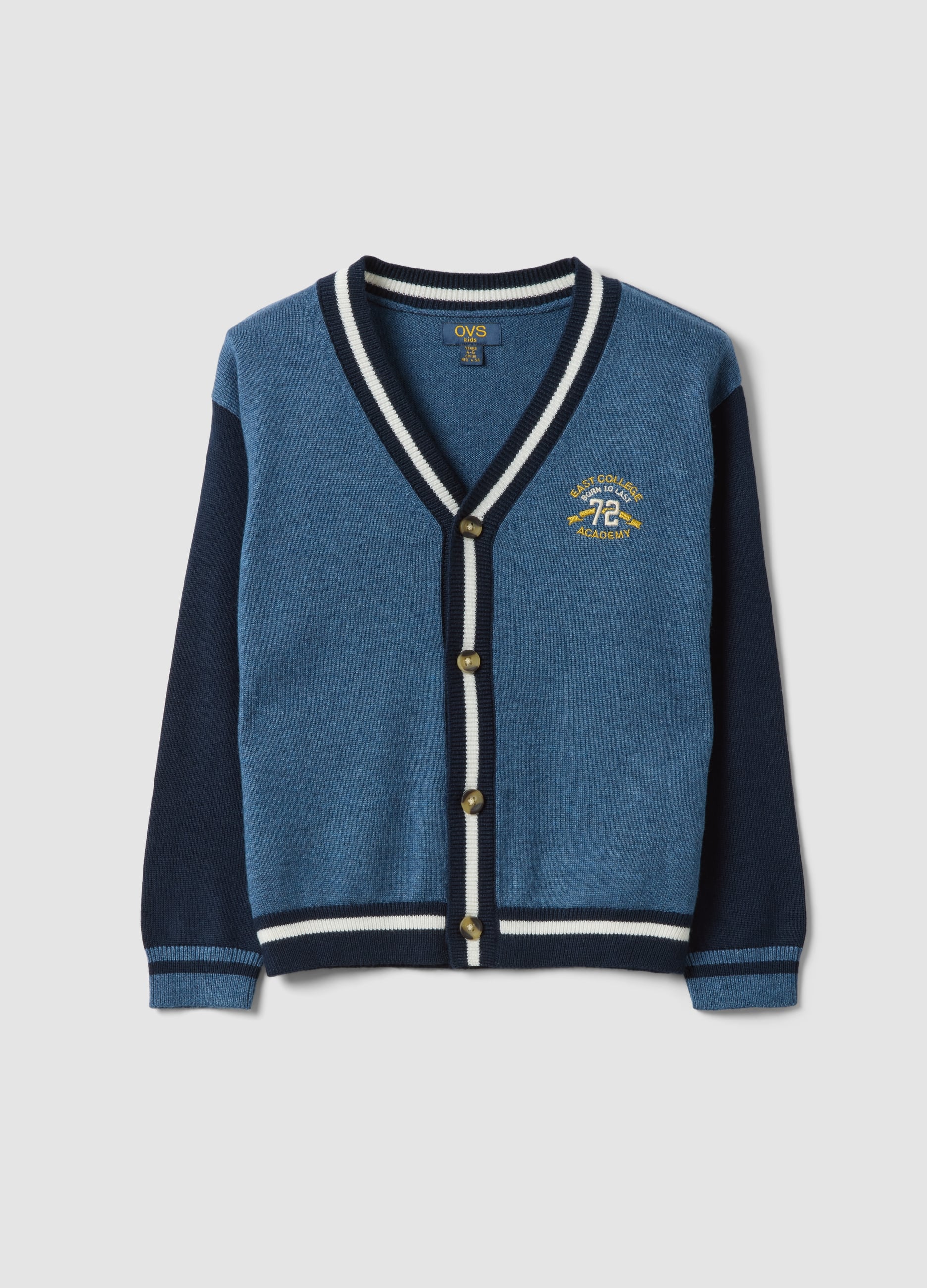 Cardigan Blu In Misto Viscosa E Lana Regular Fit