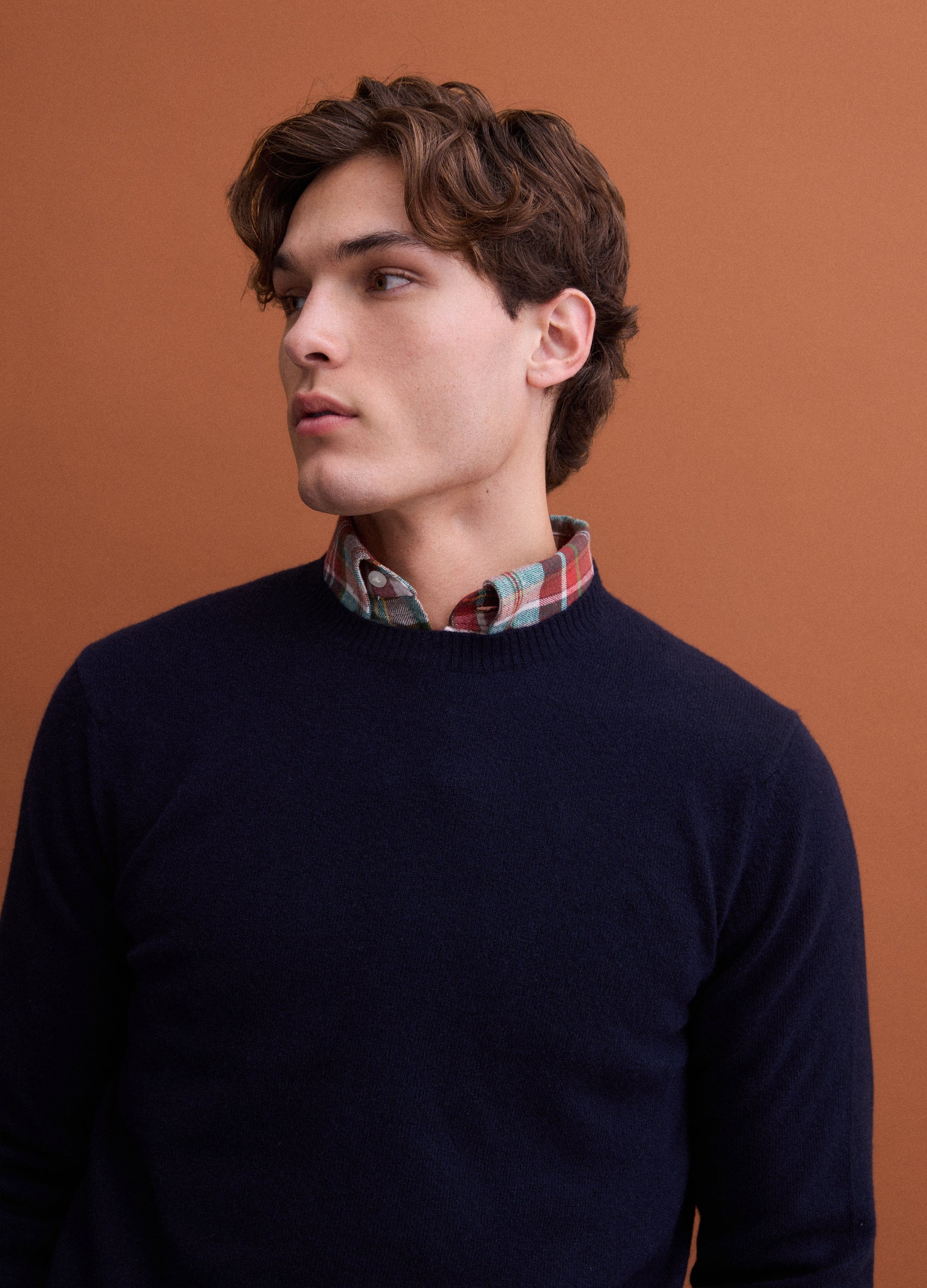 Pullover Blu In Pura Lana A Girocollo Regular Fit