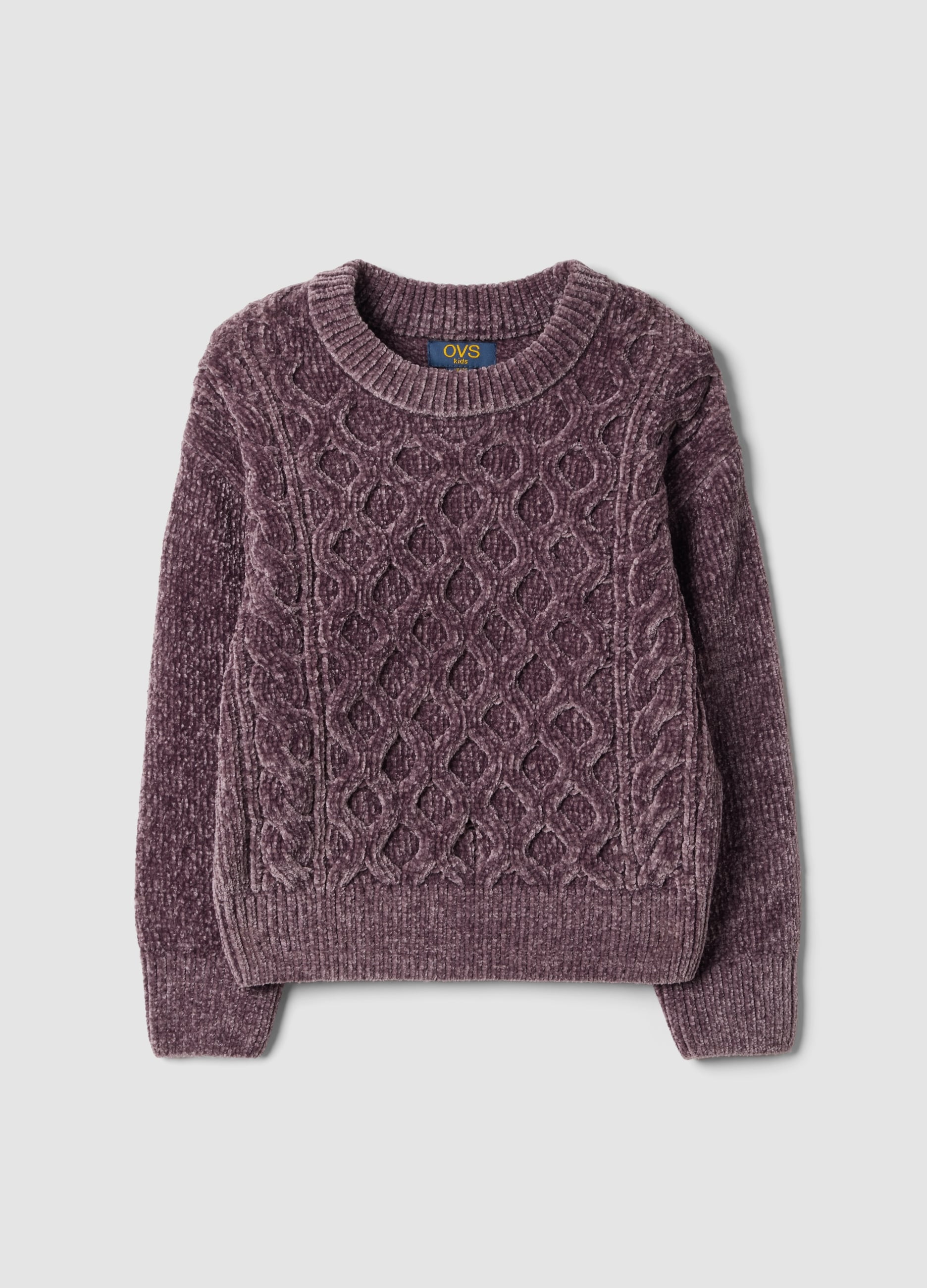 Maglione Viola Prugna Girocollo A Trecce Regular Fit