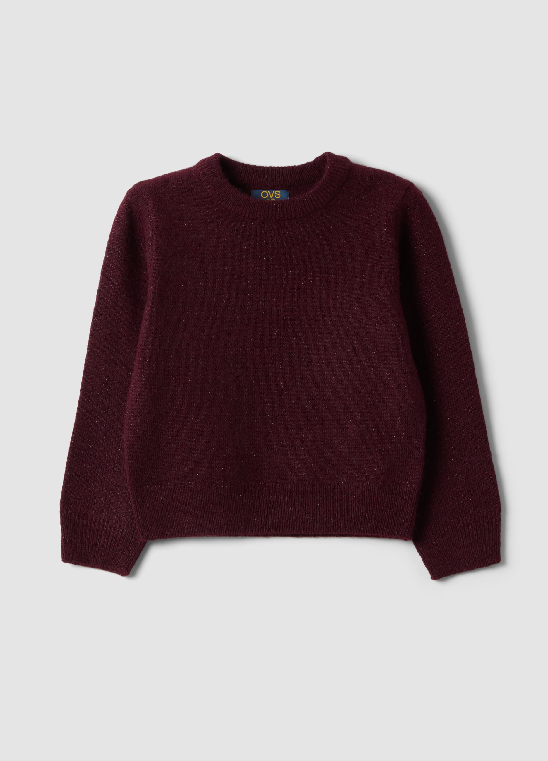 Maglione Viola In Tessuto Elasticizzato Con Girocollo