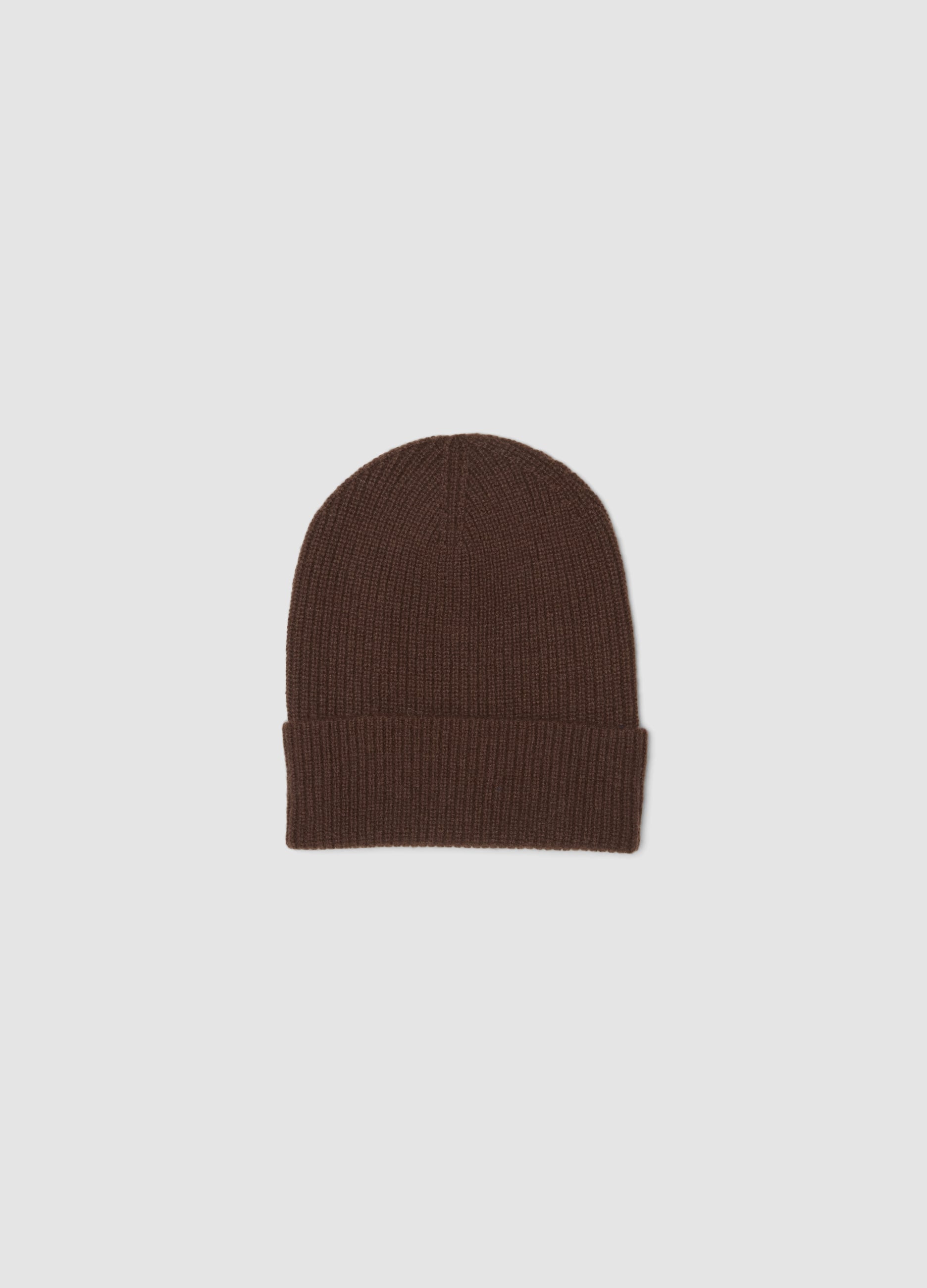 Berretto Marrone In Puro Cashmere A Costine