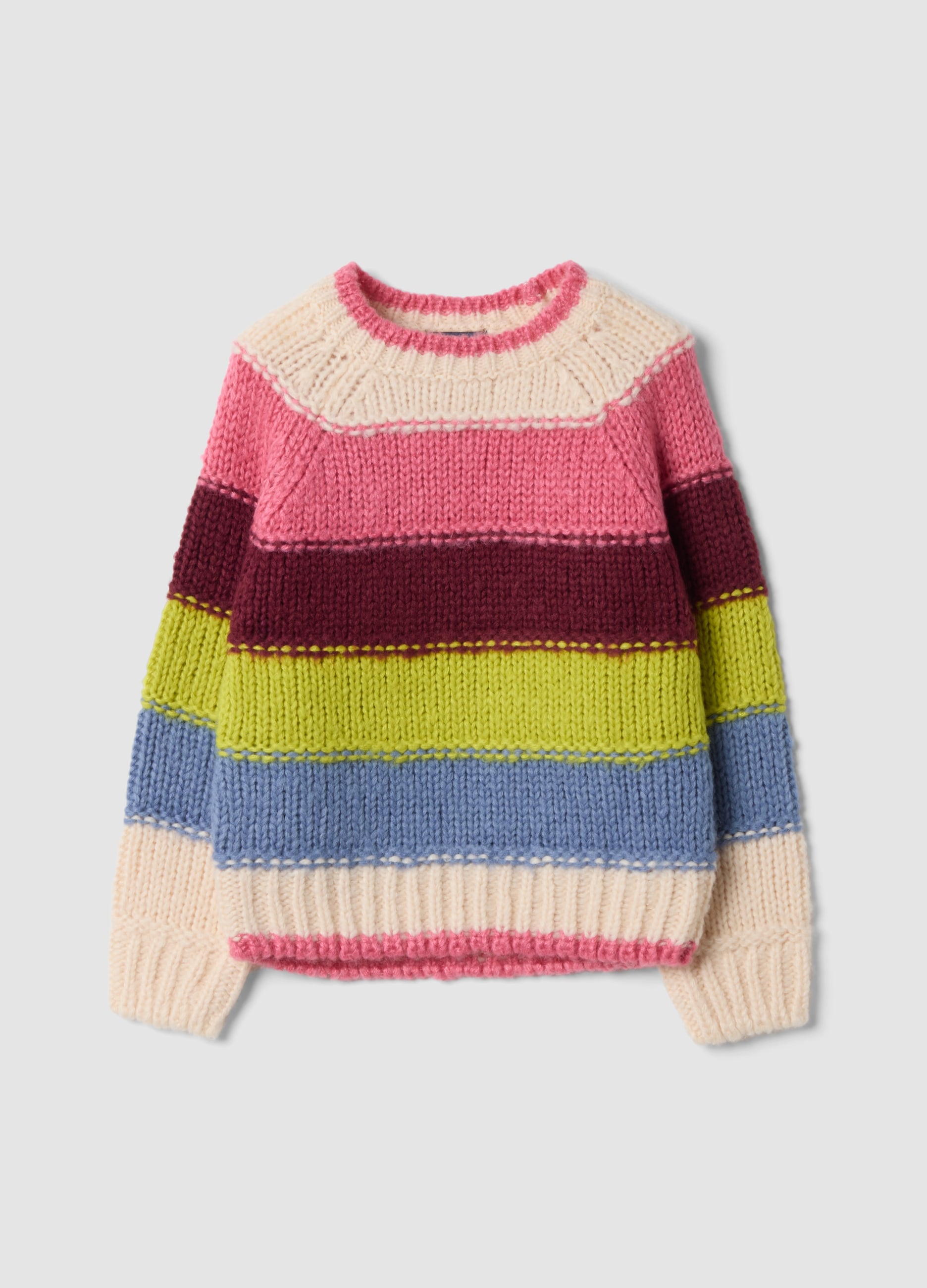 Maglia Girocollo Multicolor A Righe Regular Fit