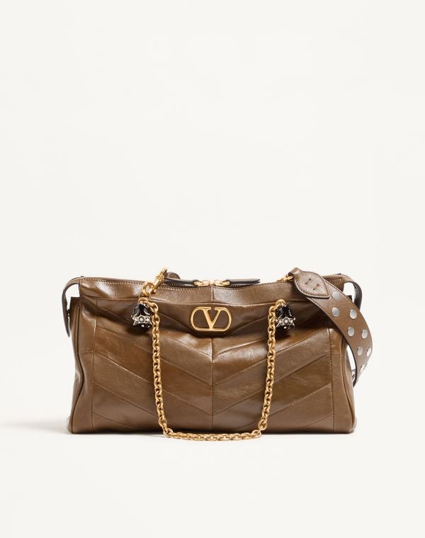 Valentino Garavani Panthea Shoulder Bag In Nappa Leather With Chevron Pattern 