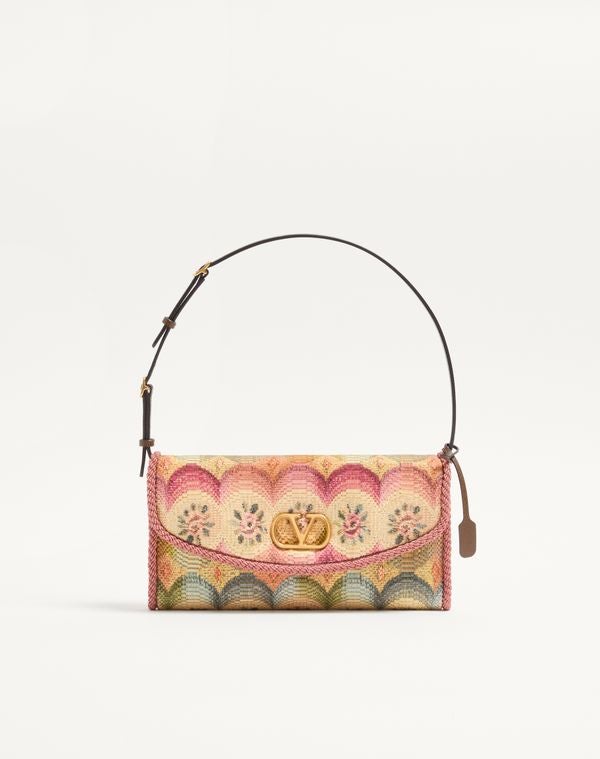 Valentino Garavani DeVain Small Shoulder Bag in Jacquard Apres L'Hiver Fabric 