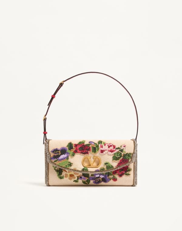 Valentino Garavani DeVain Embroidered Small Shoulder Bag