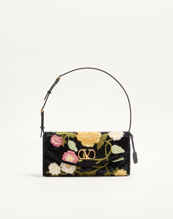 Valentino Garavani Devain Small Embroidered Shoulder Bag