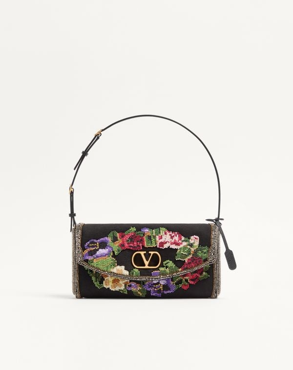 Valentino Garavani Devain Small Embroidered Shoulder Bag