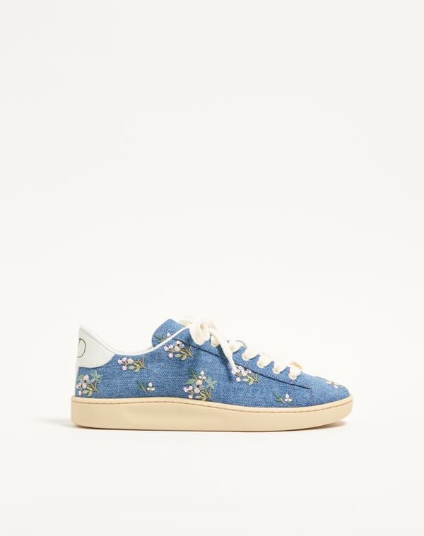 Royco Denim Trainer With Floral Embroidery