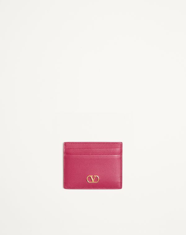 VLogo Signature Grainy Calfskin Card Holder